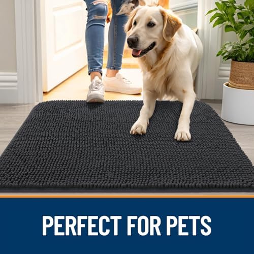 OLANLY Dog Door Mat for Muddy Paws 35x24, Super Absorbent Chenille Mud Mat - Image 6