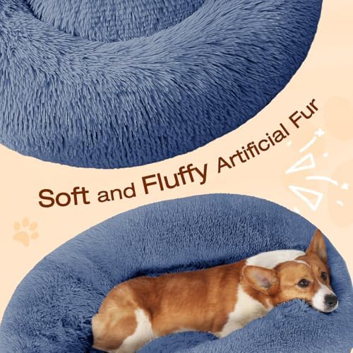 JOLLYVOGUE Dog Beds Large Sized Dog, Calming Anti-Anxiety Dog Bed, Fluffy Donut - Image 3