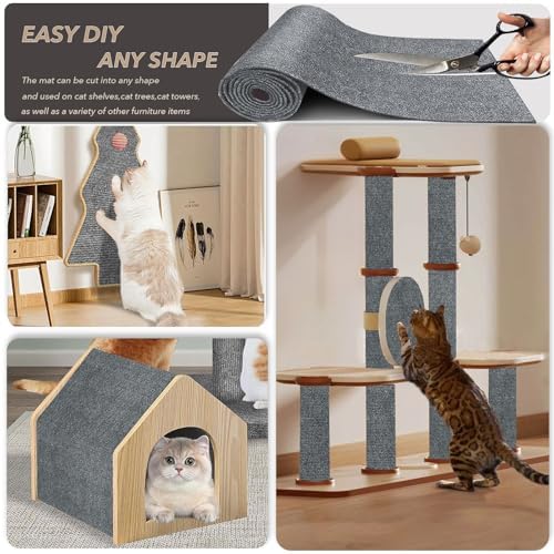 78.7"x15.8" Cat Scratch Furniture Protector, Self-Adhesive Scratch Mat Grey - Image 2
