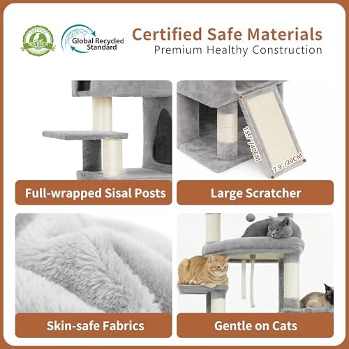 Heybly Cat Tree, 74-Inch Streamlined Cat Tower - Image 5