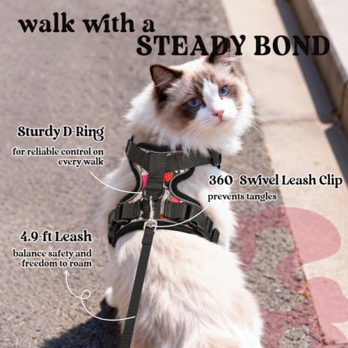 rabbitgoo Cat Harness and Leash Set, Escape Proof Vest, Berry Pounce - Image 5