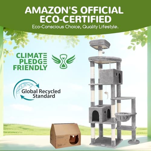 Globlazer Giant Cat Tree for Indoor Large Cats, Light Grey - Image 5