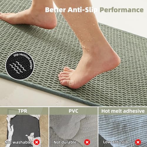 TYUU Bathroom Runner Rugs, Long Bath Mat Runner Washable Thin Quick Dry Low - Image 3
