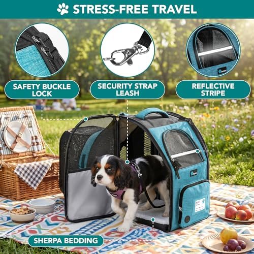 PetAmi Expandable Dog Cat Backpack Carrier, Airline Approved, Teal Blue - Image 4