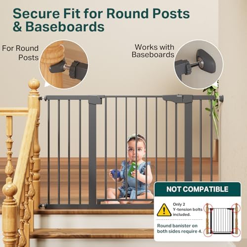 Cumbor 30-48 in Baby Gate for Stairs, Auto Close Dog Gate Indoor Cool Gray - Image 5
