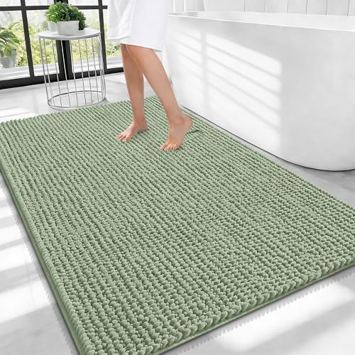 OLANLY Thick Chenille Large Bathroom Rugs Mats 40x32, Sage Green by OLANLY