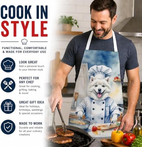 Caroline's Treasures American Eskimo The Chef Apron Cooking Kitchen Server - Image 2