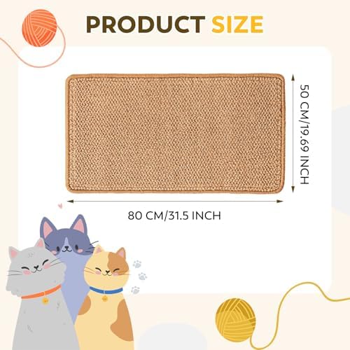 Cat Scratcher Mat with Sticky Tapes, 31.5" x 19.7" Sisal Cat Scratching Carpet - Image 6