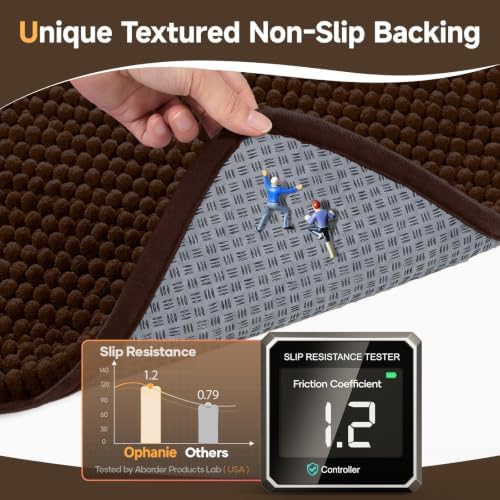 Ophanie Brown Bathroom Runner Rugs 60x24, Soft Chenille Bath Mat, Non Slip - Image 4