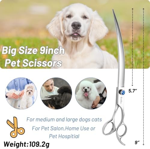 9in Curved Dog Grooming Scissors, VG10 Stainless Steel Heavy Duty - Image 2