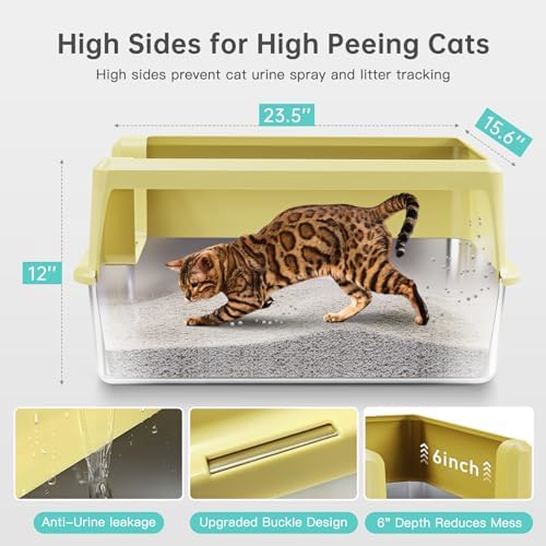 Stainless Steel Cat Litter Box, XL High Sided Open Top Litter Pan, 1 Scoop - Image 4