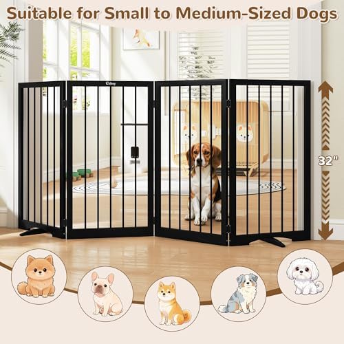 32" Extra Tall Free Standing Dog Gate Indoor, Foldable Pet Gate - Image 2