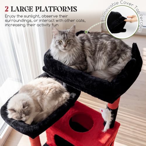Globlazer 83inch Sturdy Gothic Multi-Level Tall Cat Tower, Blood-Goth - Image 3