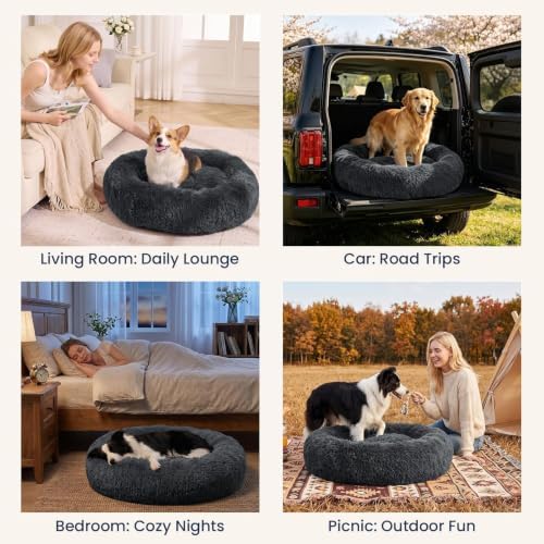 JOLLYVOGUE Calming Washable Dog Beds Large Sized Dog, 36Inch Donut Large Dog Bed - Image 7