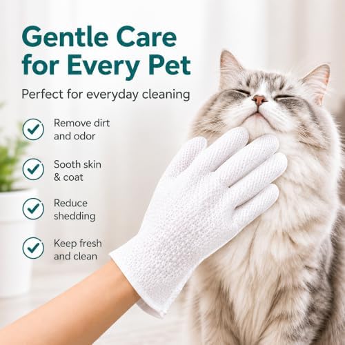 6PCS Dog Cat Grooming Wipes Glove, Waterless Pet Cleaning - Image 3