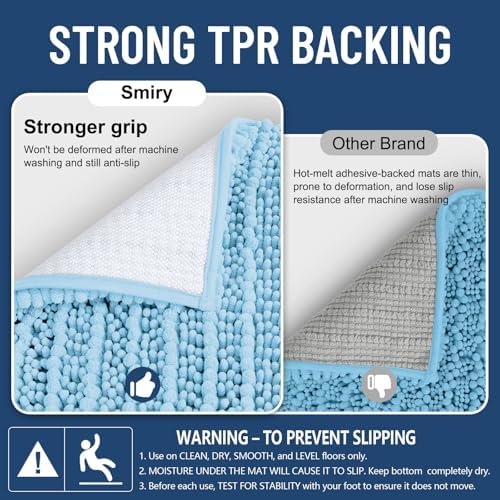 Smiry Bathroom Rugs 30X20, Extra Soft Rubber Backing Chenille Bath Mats - Image 3