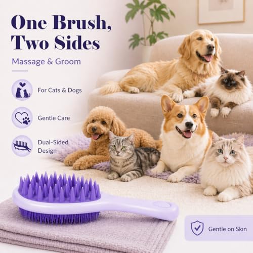 Dog Brush for Shedding, Long Handle Silicone Dog Bath Brush for Dogs and Cats - Image 5