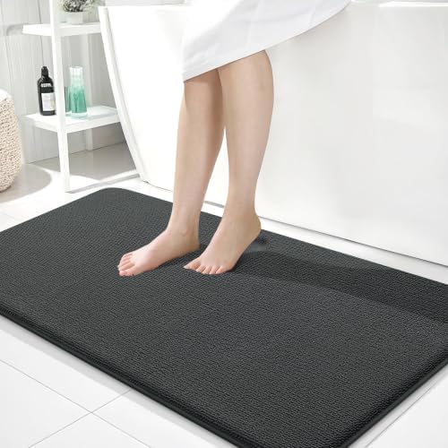 OLANLY Memory Foam Bathroom Runner Rug 45x27, Absorbent Long Mat, Dark Grey by OLANLY