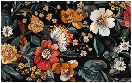Giwawa Vintage Floral Bath Rug Boho Flower Bathroom Mat Soft Quick Dry Non Slip by Giwawa
