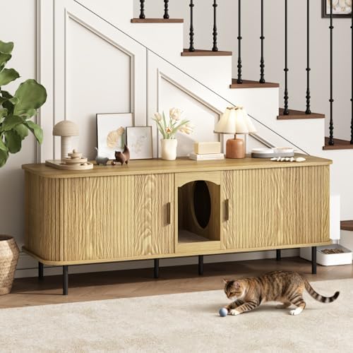 Double Cat Litter Box Enclosure Furniture by WINWY