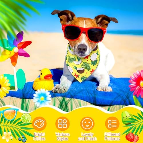 120 Pcs Summer Themed Dog Bandanas Bulk Tropical Hawaii Pet Bandanas Dog Handkerchiefs Cute Fruit Summer Scarf Bibs Triangle Bibs Adjustable Kerchief Pet Grooming Costume Accessories - Image 4