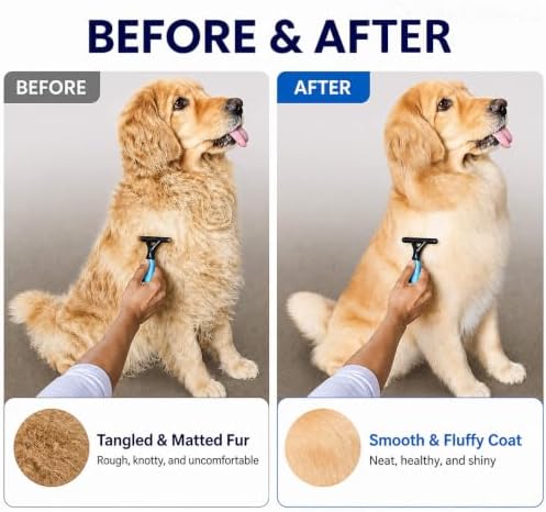 Undercoat Rake for Long Haired Dogs, Long & Short Teeth Dematting Comb - Image 3