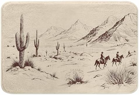 Cowboys Bath Mats for Bathroom Wild West Desert Lanscape Silhouette Prairie by Unknown