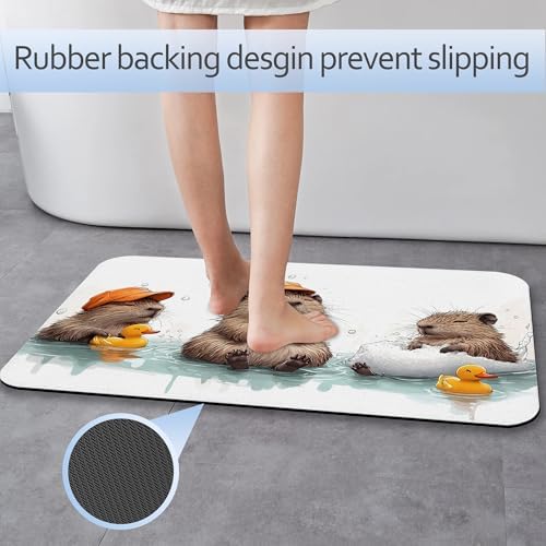 Cute Capybaras Swim Bath Mat 29.5"x17", Slim Low-Profile Fast Drying Super - Image 3