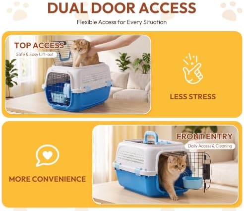 Dog & Cat Hard Carrier, 23IN Two-Door Plastic Pet Kennel - Image 3