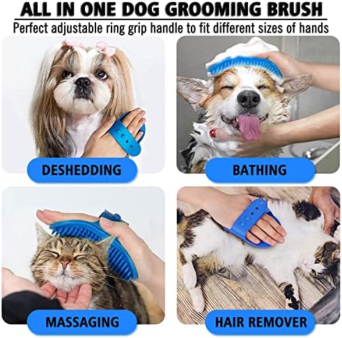 Dog Grooming Brush, Pet Shampoo Bath Brush Shedding Soothing Massage Rubber Comb - Image 4