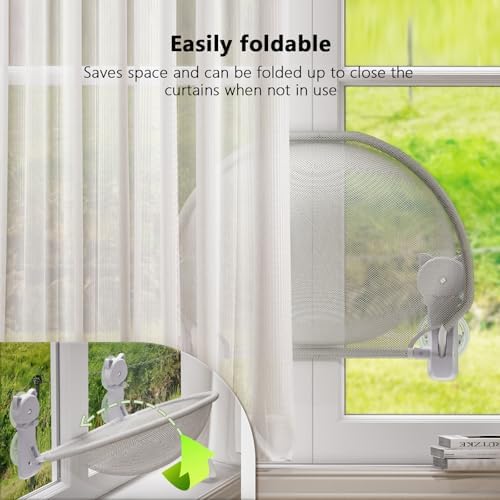 JUNSPOW Cat Window Perch Cordless, Foldable & Stable Cat Beds- Breathable Cat - Image 4