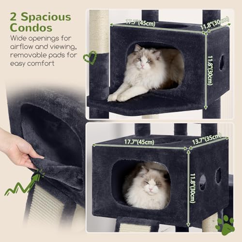 Globlazer 83inch Sturdy Multi-Level Tall Cat Tower, Dark Grey - Image 3