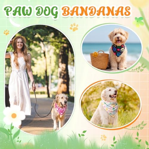60 Pcs Holiday Dog Bandanas Bulk Paw Prints Funny Dog Bandanas Adjustable Dogs Bibs Triangle Scarf Pet Costume Cute for Small to Large Pet(Paw Prints, Medium) - Image 2
