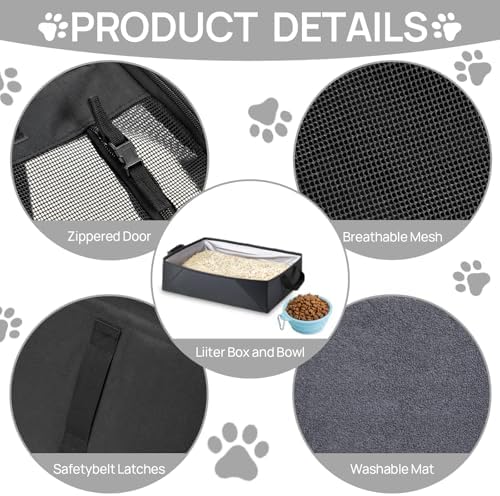 Cat Car Seat, Enclosed Carrier for Pets Travel Safety Cat Crate - Image 3