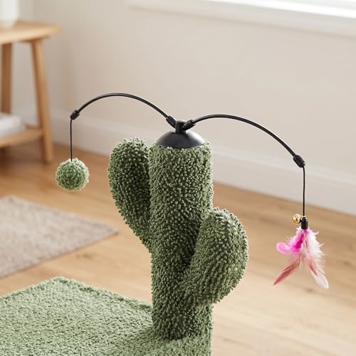 32" Cactus Cat Tree for Indoor Cats, 2-in-1 Cat House - Image 4