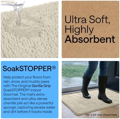 GORILLA GRIP SoakSTOPPER Dog Door Mat, Machine Wash and Dry, 24x17 Cream - Image 4