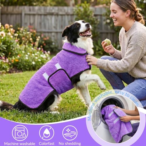 Dog Bathrobe, Super Absorbent for Small to Large Dogs, Light Purple XL - Image 5