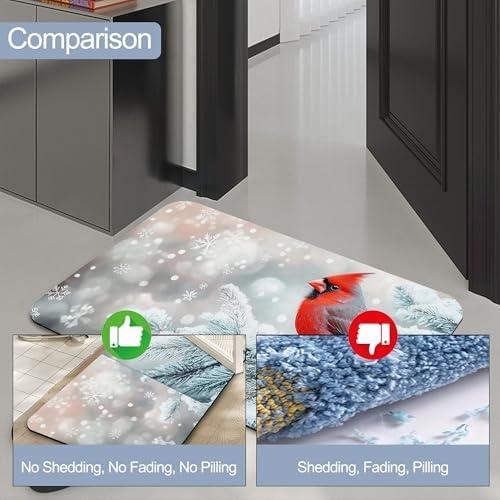 Red Cardinal Bird Bath Mat, Fast Drying Winter Bathmats - Image 4