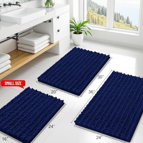 Smiry Bathroom Rugs 35X24, Extra Soft Rubber Backing Chenille Bath Mats - Image 2