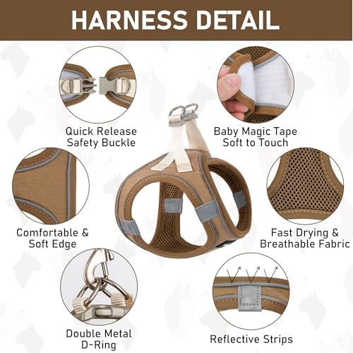 GAMUDA Small Pet Harness Collar and Leash Set, Step in No Chock No Pull Linen - Image 3