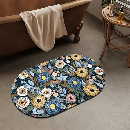 Simpler White Peach Flowers Super Absorbent Quick-Drying Bathroom Mat Rug - Image 2