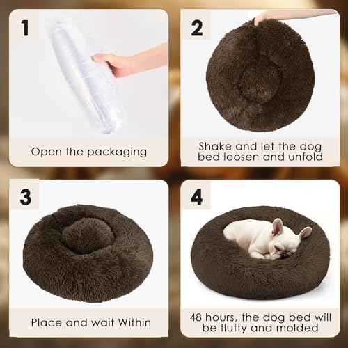28in Large Dog Bed, Calming Donut Bed - Image 6