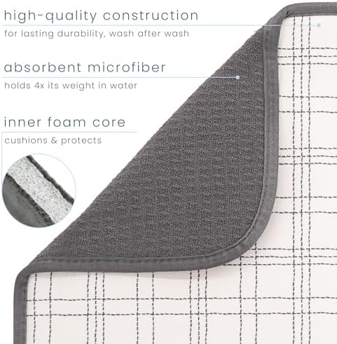 S&T INC. Dish Drying Mat, Stitched Plaid - Image 3