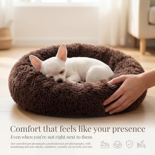 nononfish Fluffy Donut Dog Bed for Small Dogs, Cozy Round Pet Bed - Image 2