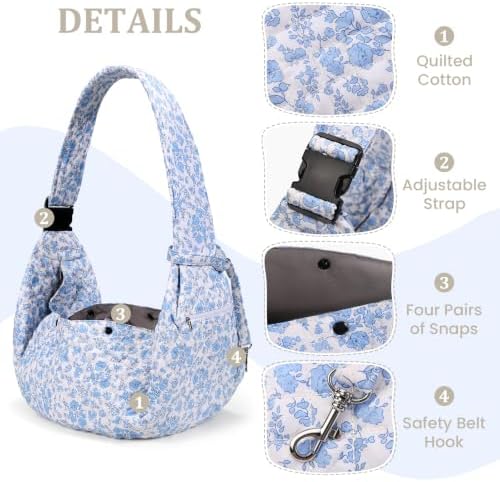 Quilted Small Dog Carrier Bag Floral Dog Sling Carrier - Image 5