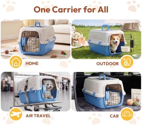 Dog & Cat Hard Carrier, 23IN Two-Door Plastic Pet Kennel - Image 7