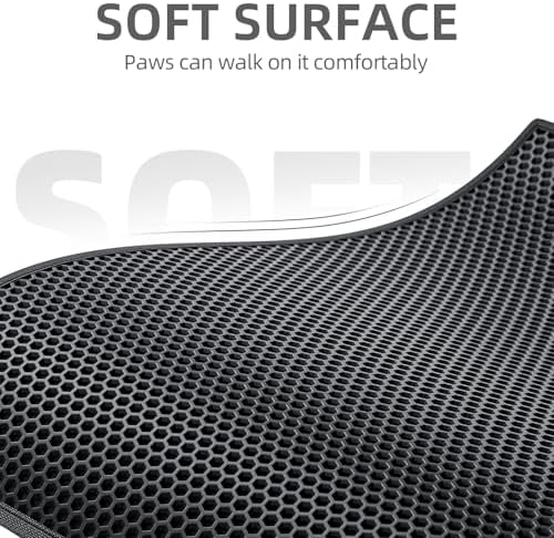 ESTHELLO Cat Litter Mat Honeycomb Double Layer Design 36’’ x 30’’ Black - Image 3
