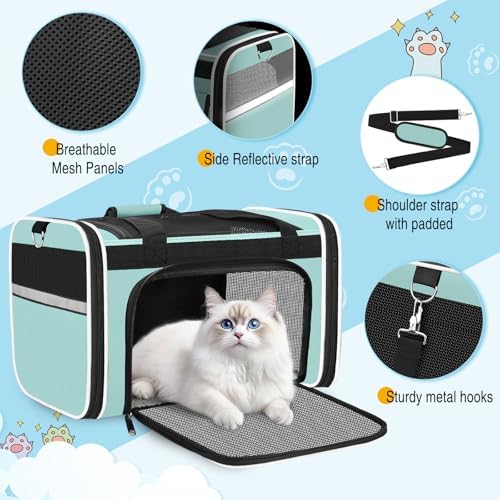 HUANLANG Large Cat Carrier Travel Soft Sided Pet Carrier Airline Approved - Image 2