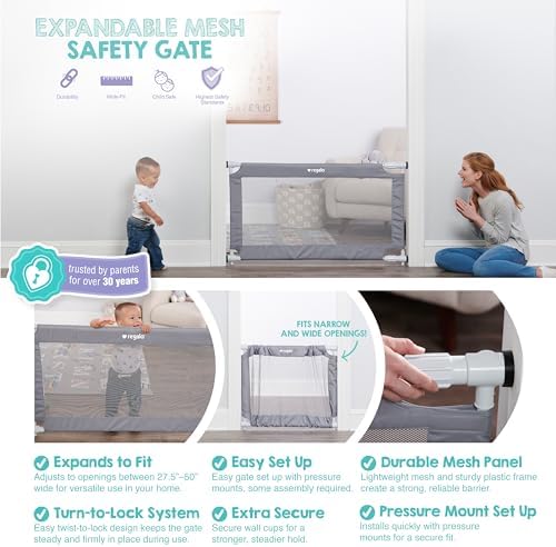 Regalo Safety 27.5"-50" Extra Wide Mesh Baby Gate, Doorways & Dooways - Image 3