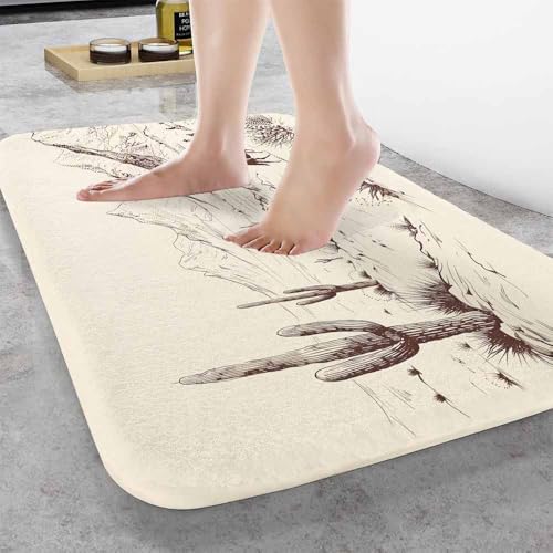 Cowboys Bath Mats for Bathroom Wild West Desert Lanscape Silhouette Prairie - Image 2